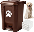 tebiete Dog Poop Trash Can Outdoors Pet Waste Station with Lid Dog Waste Disposal Container with Removable Inner Bin Bucket Hands-Free Pedal Garden Yard Home with Waste Bags, Brown