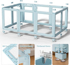 DIY Clear Acrylic Dog Playpen House,Quick Easy Assembly and Disassembly,Strong Floor Suction,Indoor and Outdoor Use,Easy Cleansing Puppy Fence (Sky Blue, 30.3" H, 8PCS)