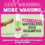 TropiClean No Rinse Waterless Dog Shampoo | Detangling and Deodorizing Dry Shampoo for Smelly Pets | Moisturizes Dry Skin | USA Made | Berry Scent | 7.4oz