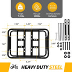 Bike Basket Rear with Liner,Waterproof Cover,Cargo Net Large Rear Bike Basket,Heavy Duty Bicycle Rear Basket for Electric Bike, Ebike,Great for Bike Trip,Carrying Grocery,Ball,Dog