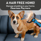 Maxpower Planet Pet Grooming Brush and 2X Grooming Gloves Combo - Double Sided Dematting, Deshedding Undercoat Rake for Dogs and Cats - Reduce Shedding Easily - Blue