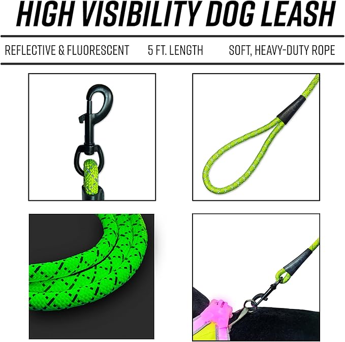 noxgear LightHound Light Up Reflective Dog Harness and Leash, Large | 360° Light Up Reflective Dog Harness, 8 Colors & 6 Modes, USB Rechargeable, Adjustable, Rainproof, LED Fiber Optic