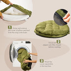 ClevaHome Orthopedic Dog Bed for Large Dogs, 42 inches Dual Layer Water Repellent Round Pet Bed with Washable Cover Nonslip Bottom (Olive Branch)