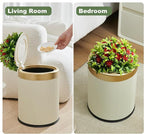 Yatmung Dog Poop Trash Can Outside - 2.6 Gal Small Pet Waste Container with Lid - Outdoor Poop Garbage Can - Front Porch, Backyard, Waste Bin - Plant Styled Dog Poop Bucket - Cream