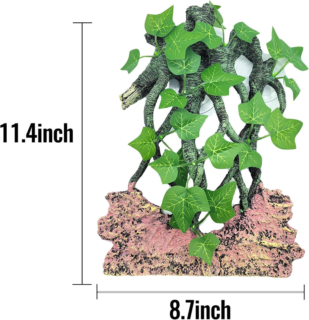 BNOSDM Reptile Climbing Branch,Crested Gecko Climb Corner Branch with Suction Cup,Bearded Dragon Resin Tree Branches,Reptile Tank Rainforest Background Decor for Lizard Chameleons Hermit Crabs Spiders