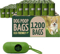 Reli. Biodegradable Dog Poop Bags w/Holder (1200 Count - 80 Rolls Bulk) | Leash Clip Dispenser | 9x13" Large Dog Bags for Poop | Green Eco-Friendly Oxobiodegradable Waste Disposal Refills (Unscented)