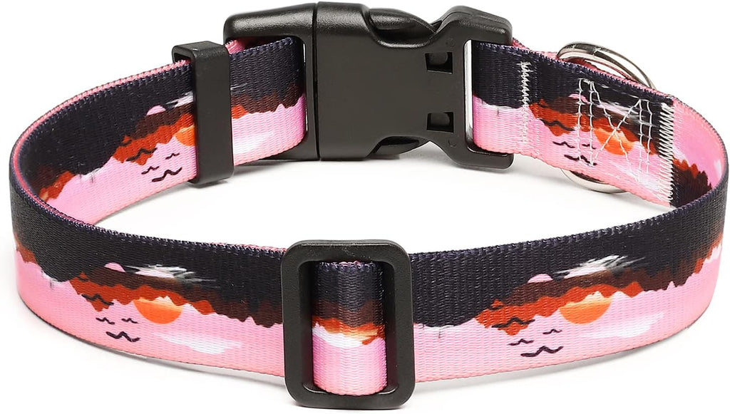 Mercano Adjustable Dog Collar - Special Design Patterns, Soft Nylon Comfortable Durable Pet Collar for Small Medium Large Dogs (XS, Sunset)