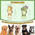 2-Pack Squeaky Dog Toys & Tough Tug of War Set - No Stuffing Chew-Resistant Plush Toys to Keep Them Busy, Best Birthday Gift for Small/Medium/Large Breeds (Ducks & Dino)