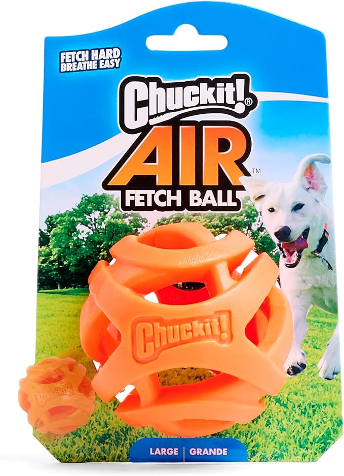 Chuckit! Air Fetch Ball Dog Toy - Size Large - For Dogs 60-100 lbs - Bouncy and Durable - Hollow Design - 3-inch Diameter - Pack of 1