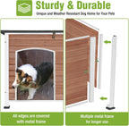 GUTINNEEN Dog House Outdoor Weatherproof with Anti-bite Metal Frame Large Indoor Wooden Dog Kennel for Medium to Large Dogs, 43.3" L × 29.4" W × 33.4" H