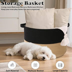 65L Large Blanket Basket,19.7" L x 19.7" W x 13" H Rope Woven Baskets with Handles, Toys Storage Bins,Laundry Basket Perfect for Living Room, Nursery,Bedroom,Home Organization,Black&Camel