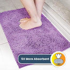 Muddy Mat® | Super Absorbent Door Mat Indoor, Microfiber Quick Dry Chenille Entryway Rug, Non-Slip Front Door Mat, Indoor Mats for Entryway, Machine Washable Pet Rug, Purple 24" x 96"