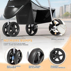 Magshion 3-Wheel Pet Stroller for Small/Medium Dog Cat, Up to 33lbs, Black | Foldable Travel Jogger w/ Breathable Mesh Cover, Lightweight Design, Safety Tethers, Cup Holder & Storage Basket
