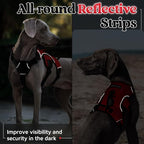 rabbitgoo Escape Proof Dog Harness for Large, No Pull with Lift Handle | No Escape, Full Soft Padded, Reflective Adjustable Vest, Leash Clip for Walking Hiking Training, Red, Large