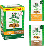 Greenies Pill Pockets for Dogs Large Size, Soft Dog Treats, 15.8 oz. Pouch Variety Pack, Two Flavors (60 Treats)