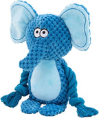 Dog Toys, Dog Squeaker Toys with Crinkle Paper, Stuffed Animal Dog Plush Chewing Toy, Cotton Rope Interactive Toys for Puppy, Small, Middle Dogs (Blue Elephant)