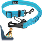 SlowTon Dog Seat Belt, Adjustable Dog Safety Belt Leash, 2 in 1 Latch Bar Attachment Dogs Car Seatbelt with Elastic Nylon Bungee Buffer, Reflective Nylon Belt Tether (TB,35.5in)