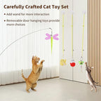 Interactive Cat Toys, 1 Interactive Wand, 8 Assorted Teaser Refills and 3 Indoor Cat Hanging Interactive Toy Suitable for Bored Adult Cats and Kittens Play Chase Exercise