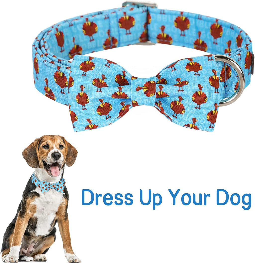 Unique style paws Christmas Dog Collar with Bow Tie Red Elk Cotton Collar Adjustable Puppy Collar for Small Medium Large Dogs-S