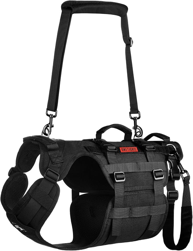 OneTigris Dog Lift Harness for Large Dogs, Dog Hip Support Brace, Full Body Dogs Lifter with Handles Invictus Multifunctional Mobility Assistance Vest for Back Legs (Black, Medium)