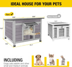 Aivituvin Cat House Waterproof Feral Kitty Shelter Outdoor Indoor Rabbit Hutch for Bunnies,Cats,Dogs and Other Small Animals,Asphalt Roof