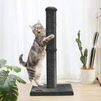 Karolpar 34inch Cat Scratching Post with Natural Sisal Rope 4.3Inch Large Diameter Scratcher Post Tree for Indoor Cats Black
