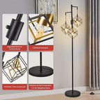 Dimmable Farmhouse Floor Lamp for Living Room, 3 Light Rustic Standing Tall Lamp, Modern Bright Floor Lamp, Industrial Standing Lamp for Bedroom, Tall Pole Lamps Office, 3 LED Bulbs Included.