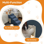 Pet Stairs for Small Dogs - 3-Step Curved Dog Ramp for Bed, Couch, Sofa, Car and Chairs - Non-Slip Bottom Design - High Density Foam Portable Pet Step - Navy