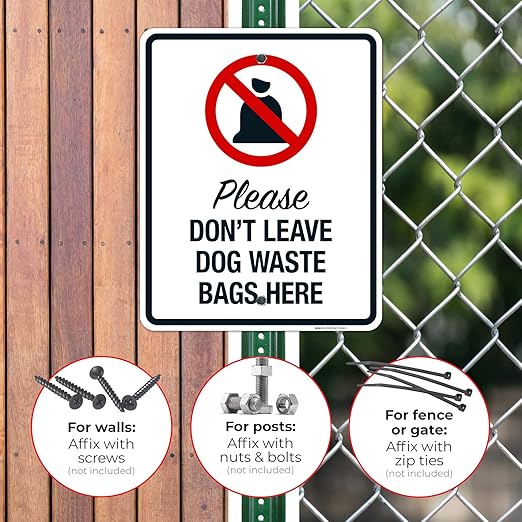 Please Don't Leave Dog Waste Bags Here 24x30 Inches, Rust Free .063 Aluminum, Fade Resistant, Made in USA
