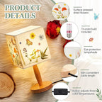 Hortsun Pressed Flower Desk Lamp Vintage Table Small Lamp Cottage Style Decor Boho Light Decorative Rustic for Bedroom, Living Room or Office, Christmas Gift for Women(Vibrant Style)
