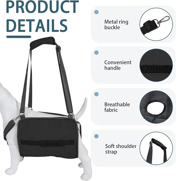 Adjustable Dog Lift Harness, Dog Carry Sling Provides Rear Leg Support for Senior Dogs, Arthritis and After ACL Surgery Dogs,Suitable for Medium to Large Dogs,Black XXL