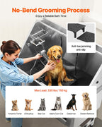 VEVOR Stainless Steel Dog Washing Station, 50 inch Pet Grooming Tub w/Stairs, PE Water Filter Board, Faucet & Showerhead & Soap Holder Dog Bathtub for Large & Medium & Small Pets (Right Door)