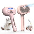 Pet Grooming Brush with Electronic Mist Spray - Gentle Deshedding Tool for Cats & Dogs, Pet Steam Brush，Reduces Shedding, Soft Bristles, Promotes Healthy Coat-Comes with a hair smoothing comb-Red