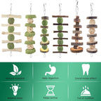 ERKOON Bunny Chew Toys, Rabbit Chew Toys for Teeth Grinding, Improve Dental Health, 100% Natural Apple Wood Timothy Grass Cake Treats for Rabbits Guinea Pigs Chinchillas Bunnies Hamsters (9 Pcs)