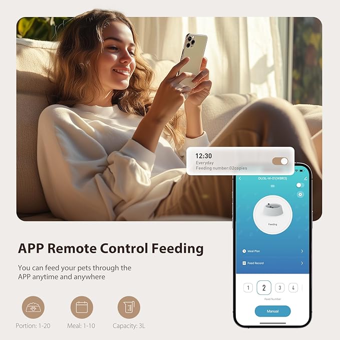 IMIPAW Automatic Cat Feeder 5G WiFi and Water Dispenser, Timed Dry Food Dispenser APP Remote Control, Programmable Portions, with Desiccant, Cat Fountains for Drinking with Filter, Small Pets (Combo)