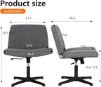 FDW Criss Cross Chair Armless Cross Legged Office Desk Chair Adjustable Swivel Ergonomic No Wheels U Shaped Backrest with Wide Seat Native Sponge Computer Task Vanity Chair for Home Office