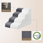 PAWSCART Pet Stairs for Dogs 3-Step, 15.7" H Pet Stairs for High Bed, Couch Sofa & Chair, 30D Material Soft Foam Dog Steps with Non-Slip Bottom Surface Removable Washable Cover, Grey