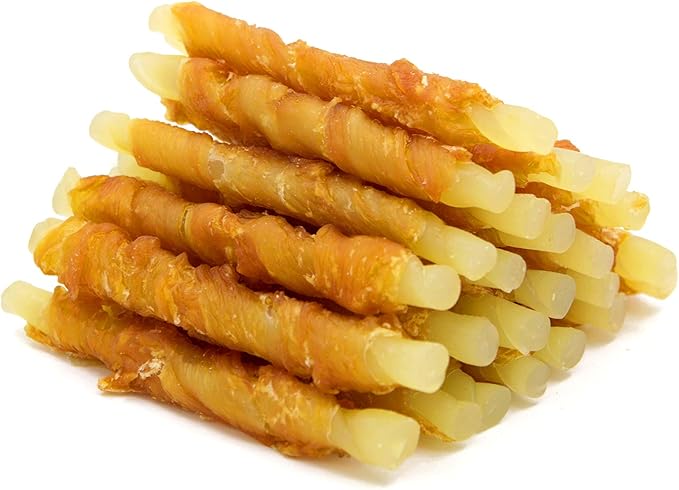 Jungle Calling Rawhide Free Treats for Dogs, Chicken Wrapped Cod Sticks Dog Treats, Soft Chewy Snacks for Training Rewards, 10.6 oz (Chicken)