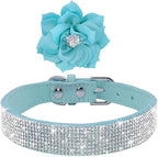 Serijoars Small Dog Collar with Rhinestone Crystal Diamond Colorful Bling Girl Puppy Cat Collars (S, Light Blue6)