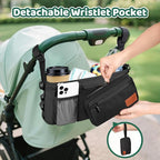 Guiseapue Universal Stroller Organizer with Cup Holder: Stroller Caddy Accessories with Detachable Phone Bag Fit for Uppababy, Non-Slip Straps, Walker Accessories, First Mothers Day Gifts for New Mom