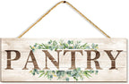 Pantry Sign Wall Decor, Pantry Wall Art with Plant Print, Rustic Farmhouse Wall Hanging Plaque Home Kitchen Decorative Pantry, 4.7 x 13.7 inches