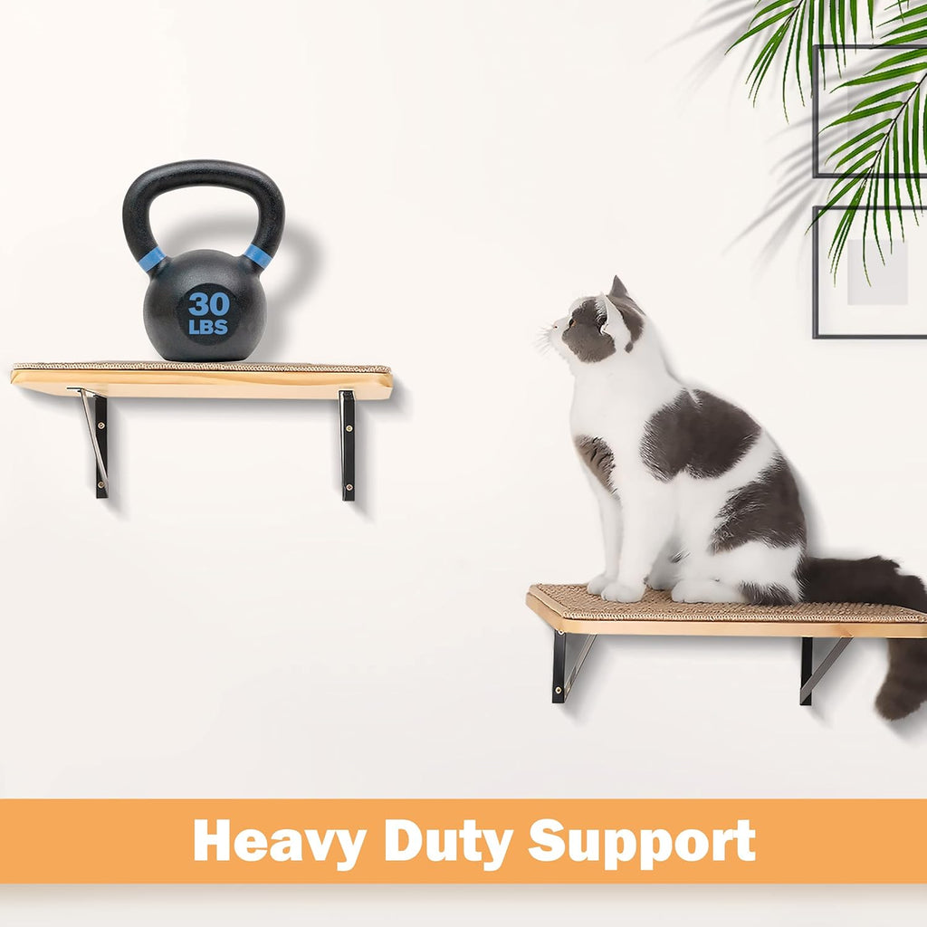 Cat Floating Wall Shelf with Scratching Mat, 1PC 9.7X16.6 Inch Large 1 Inch Thick Wood Cat Window Perches Hanging Shelves Wall Mounted Beds for Sleeping, Playing, Climbing, Support to 30 LBS