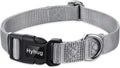 Hyhug Pets Solid Color Classic Regular Heavy Duty Basic Collar for Large Breeds Dogs, Unique Design Adjustment Triglide Slide (Buckle) Can Attached Name Tag Accessories. (Large, Sleet Gray)