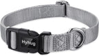Hyhug Pets Solid Color Classic Regular Heavy Duty Basic Collar for Large Breeds Dogs, Unique Design Adjustment Triglide Slide (Buckle) Can Attached Name Tag Accessories. (Large, Sleet Gray)