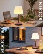 Outdoor Waterproof Shower Lamp, 5200mAh Cordless Rechargeable Table Lamp with Touch Dimming, IP65 Wireless LED Night Light for Patio, Camping, Bathroom, Restaurant & Kitchen (Dark Walnut)