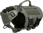 ICEFANG No Pull Tactical Dog Harness for X-Small Dogs,Adjustable Dog Vest | Control Handle,MOLLE Panel,Front Hook,3 Leash Clips,Soft Padded,for walking training,Green,X-Small