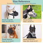 LUCKYPAW Dog Muzzle for Large Medium Small Dogs, Patented Mesh Muzzle to Prevent Biting Chewing Eating, Soft Mouth Guard with Front Opening Design for Drinking Panting (Black, XXL)