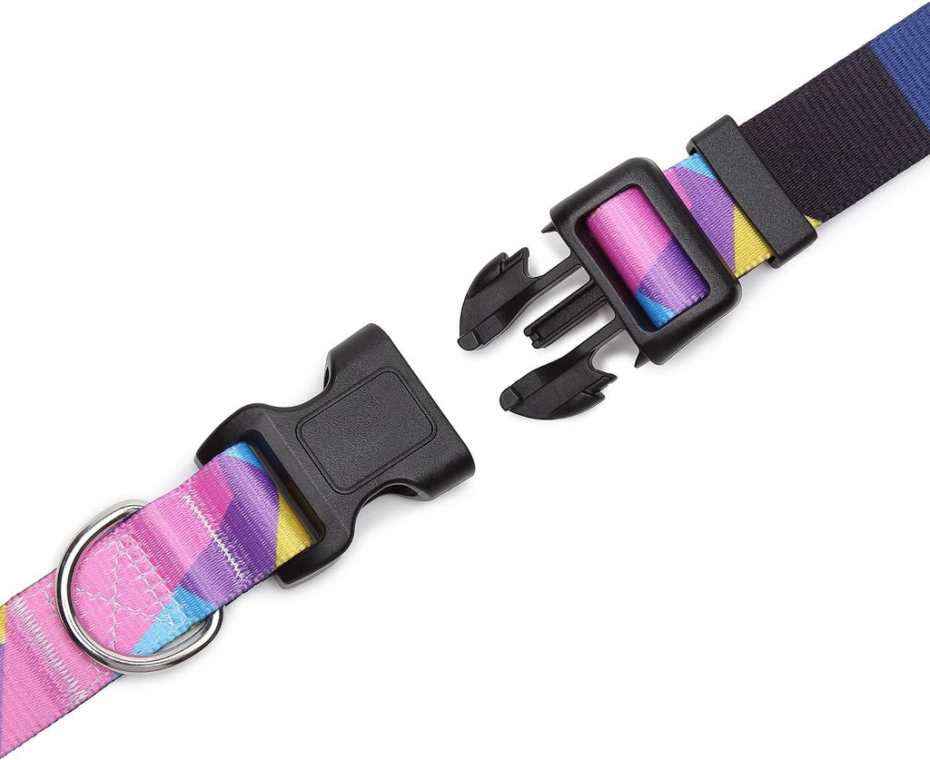 Mercano Adjustable Dog Collar - Special Design Patterns, Soft Nylon Comfortable Sturdy Pet Collar for Small Medium Large Dogs (XS, Geometry Purple)