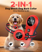 XDX 2-in-1 Dog Shock Collar & Bark Collar – 3300FT Dog Training Collar with Remote, Automatic Anti-Barking, 5 Adjustable Sensitivity Levels, IP67 Waterproof E-Collar for Small Medium Large Dogs