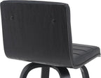 Vienna Modern Swivel Bar Height Stool with Black Faux Leather Seat and Black Brushed Wood Frame Set of 2